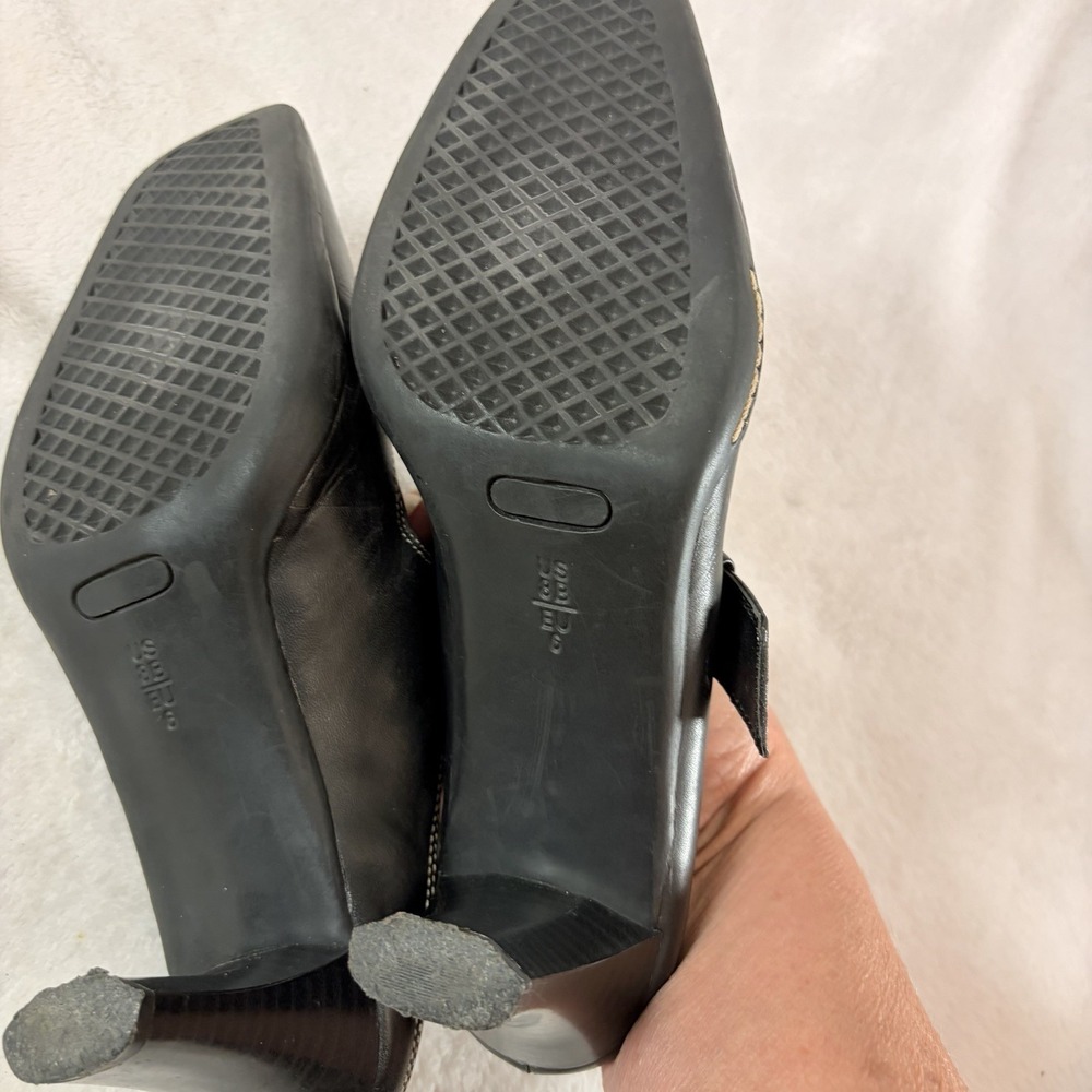 Merona Black Leather Mary Jane Mules Square Toe Block Heel 8 Witchy Whimsygoth - Picture 5 of 10